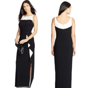 Lauren Ralph Lauren Color-Blocked Jersey Gown Size 8 Silk Stretch Audrey Hepburn - Picture 1 of 20