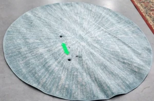 AQUA / IVORY 5'-3" x 5'-3" Stained Rug, Reduced Price 1172727476 EVK228J-5R - Picture 1 of 4