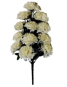 12- Cream 3.5" Carnation 19" Bush Silk Flower In/Outdoor General Decor #2193 US - Picture 1 of 3