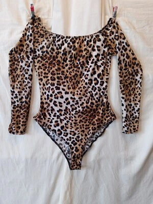 Charlotte Russe Women's Brown Animal Print Long Sleeve Bodysuit Size Small - Image 1 of 4