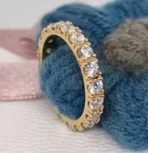 NEW Genuine Pandora 14k Gold Plated Sparkling Row Eternity Ring Size 54 π - Picture 1 of 9