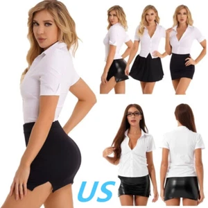 Damen Büro Sekretärin Uniform Hemd mit Rock Set Halloween Cosplay Kostüm - Bild 1 von 62