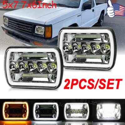 Par de faros LED 5x7 7x6"" pulgadas haz alto-bajo DRL para Nissan Mitsubishi Mighty Max Foto 1 de 4