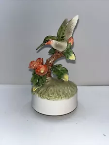VINTAGE Otagiri Hummingbird On Branch with flowers Music Box Working - Picture 1 of 14