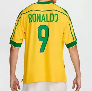 Nike Brazil REISSUE 1998 Football Jersey Ronaldo #9 - Size S-L ✅AUTHENTIC✅NEW - Picture 1 of 3