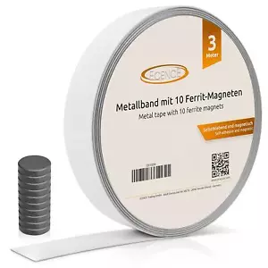 3m metal tape self adhesive strong adhesion with 10x ferrite magnets - Picture 1 of 8