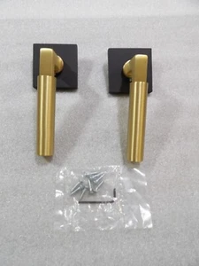 Emtek Hercules US19 Right Passage Door Lever Set w/Square Rose Satin Brass/Black - Picture 1 of 5