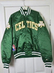 Vintage 80s 90s NBA Starter Boston Celtics Satin Jacket Basketball USA Sz Large - Picture 1 of 3