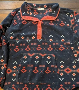 Sonoma Azteken Print Henley Fleece Pullover Damen XL Cosycore Boho Chic Outdoor - Bild 1 von 4