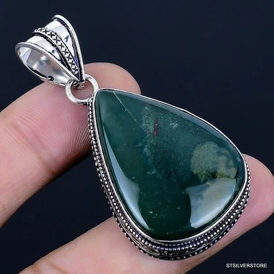 Colgante hecho a mano enchapado en plata 925 Bloodstone de 2,17" Foto 1 de 3