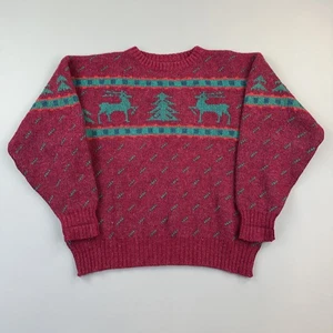 Vintage Hilda Ltd Sweater Mens Medium Wool Icelandic Nordic Reindeer 90s - Picture 1 of 13