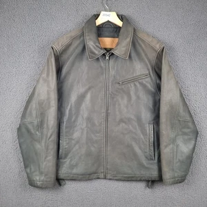 Vintage TIMBERLAND Leather Jacket Mens L Large Grey Biker Bomber Cowhide - Picture 1 of 11