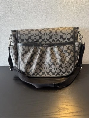 Coach Diaper Bag Signature Coated Canvas Flap Closure Messenger Shoulder Bag - Image 1 of 4