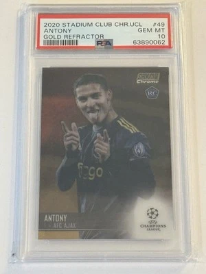 2020 Topps Stadium Club Chrome Gold Refractor  24/50 Antony #49 PSA 10 POP 8 - Image 1 of 3