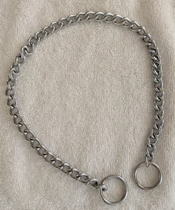 Gebrauchte Metallkette Hundehalsband Training Slip Style ~ 18" verchromte Ringe - Bild 1 von 5