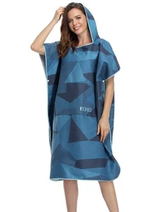 Beach Changing Towel Surf Poncho Robe Hooded Wetsuit Adjustable Sleeves Surfi... - Picture 1 of 7