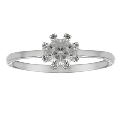 Silverly Anello Donna Argento 925 Solitario Zircone Cubico Brillante Rotondo - Immagine 1 di 4