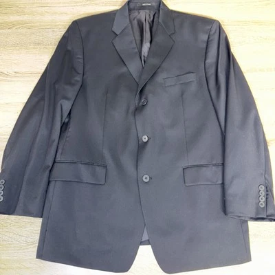 DKNY Men's Size 44R Dark Navy Wool Suit Blazer Jacket 100% Wool Made In Canada - Image 1 of 4