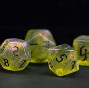 Lemon Shimmer/ Transparent Shimmer Acrylic Polyhedral Dice / D&D / TTRPG/ Udixi - Picture 1 of 5