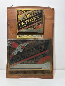 Briefhalter Zeitungen Wand Holz und Messing, alter Briefhalter, Organizer - Bild 1 von 4