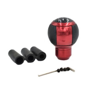 5 Speed Leather Round Ball Shape Car Auto Gear Shift Knob Shifter Lever Red - Picture 1 of 7