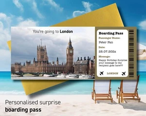 Biglietto d'imbarco per LONDRA Surprise Trip to London Surprise Boarding Pass 20 - Foto 1 di 6