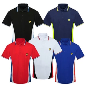 Mens Polo Shirt Designer Sport Stripe Sides Stretch NEW Casual Dress Golf Crest - Picture 1 of 12