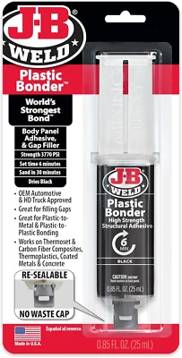 JB Weld Plastic Weld Quick Setting Epoxy Syringe Bonder Repair Glue Black - Image 1 of 4
