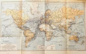 1903 = TRASPORTI NAVALI NEL MONDO = Antica Grande Mappa = OLD MAP - Picture 1 of 1