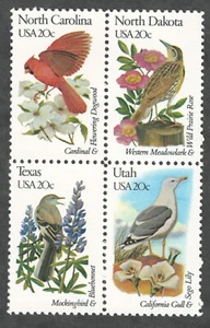 US. State Birds & Flowers Issue. 4er Block. postfrisch. 1982 - Bild 1 von 1