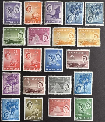 Seychelles 1954 Sc# 173-190 (excepto 181) Lote de 21 Reina Isabel II Foto 1 de 2