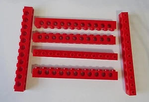 LEGO Parts: 3895 Technic, Brick 1 x 12 with Holes, RED, 6 Pieces - Picture 1 of 1
