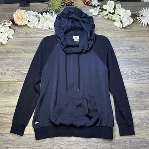 Lacoste Sport Hoodie Size 40 Womens Blue, Light Weight Pullover Logo Pocket - Picture 1 of 14
