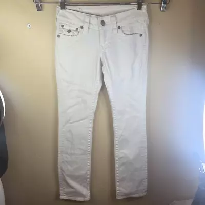 Jean de mezclilla blanco recto Ricky True Religion para mujer talla 27 ropa de calle verano Foto 1 de 4
