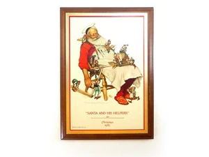 Hallmark Norman Rockwell Santa and His Helpers 1983 Holzwandplakette hängen - Bild 1 von 5