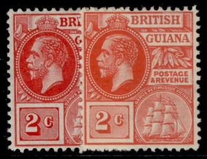 BRITISH GUIANA GV SG260 + 260a, 2c SHADE VARIETIES, M MINT. - Picture 1 of 1
