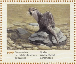 Quebec Wildlife Habitat Conservation 1999 River Otter by Daniel Gagne $10 QW12 - Picture 1 of 3