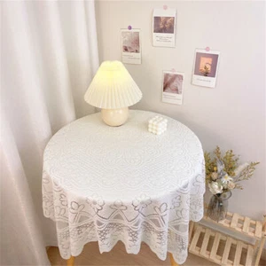 White Vintage Embroidered Lace Tablecloth Doily Dining Table Cover Wedding Party - Picture 1 of 29