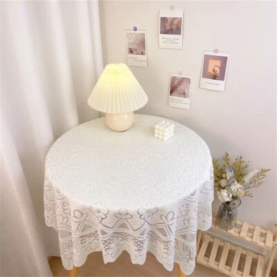 White Vintage Embroidered Lace Tablecloth Doily Dining Table Cover Wedding Party - Image 1 of 4