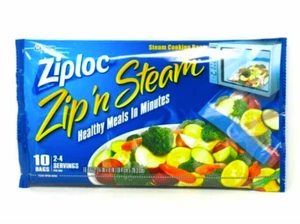 2 10 Beutel Pkgs Ziploc Zip 'n Steam Medium Dampfgarbeutel (20 Beutel insgesamt) Neu! - Bild 1 von 1