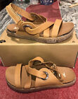 Kalso Earth Shoes 7.5 Woman's Sandals Dalyla Leather Cognac Brown Nib New