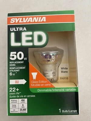 Sylvania Light Bulb LED Ultra PAR16 GU10 6W 50W 450L Flood Dimmable 6 pack - Image 1 of 2