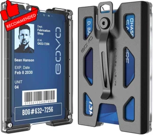 Black T4 Badge Holder Wallet Polycarbonate ID/Credit Holder 4 Card Slots Clip - Picture 1 of 12