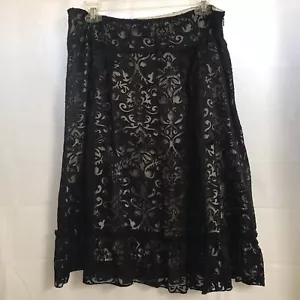 Vintage Apostrophe Burnout Skirt Women’s 12 Black Lace Ruffles Y2K - Picture 1 of 12