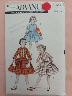 Advance 8023 Vintage Child's Shirtwaist Dress Pattern Size 10   UNCUT - Image 1 of 2