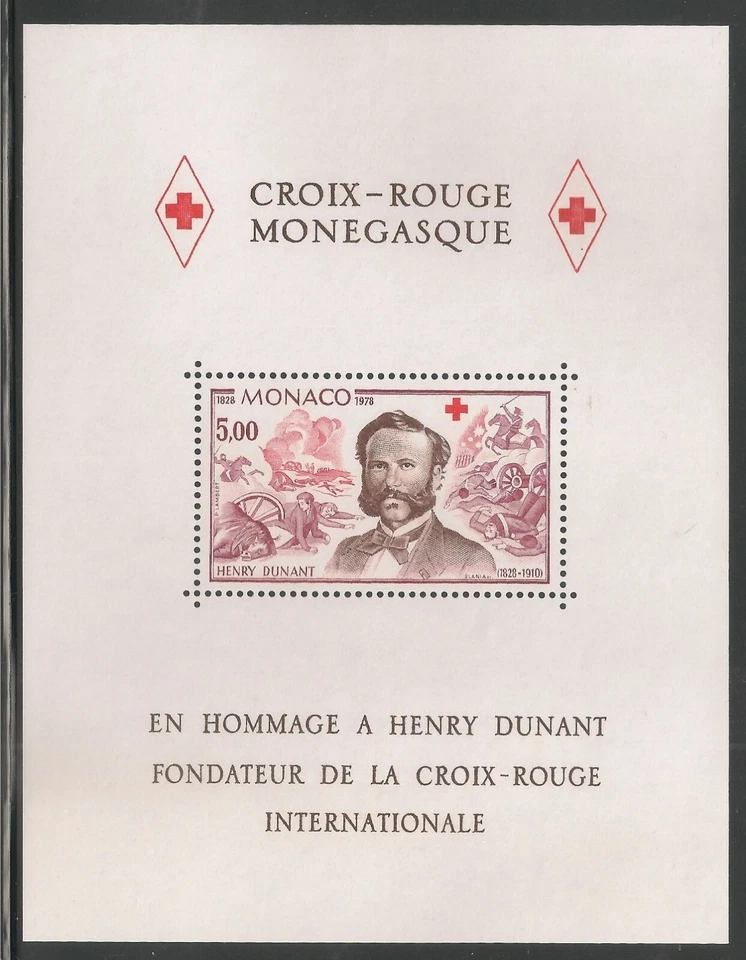Monaco #1137 (A329) S/S VF MNH  1978 - 5fr Henri Dunant and Battle Scene Foto 1 de 1