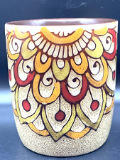 Retro vintage Mr. Coffee peacock mug speckled beige coloring 
