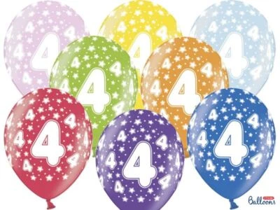 SUBITODISPONIBILE 12 PALLONCINI lattice 30 cm numero 4 COMPLEANNO 4 ANNI 0F27