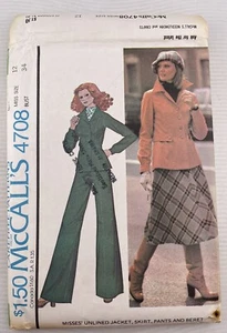 Vintage McCall's Sewing Pattern 4708 Size 12 Jacket Skirt Pants Beret - Picture 1 of 3