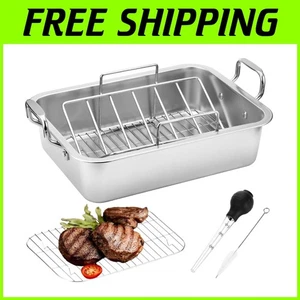 Edelstahl Bräter Set mit V-Rack - 20lb Kapazität - Bild 1 von 10